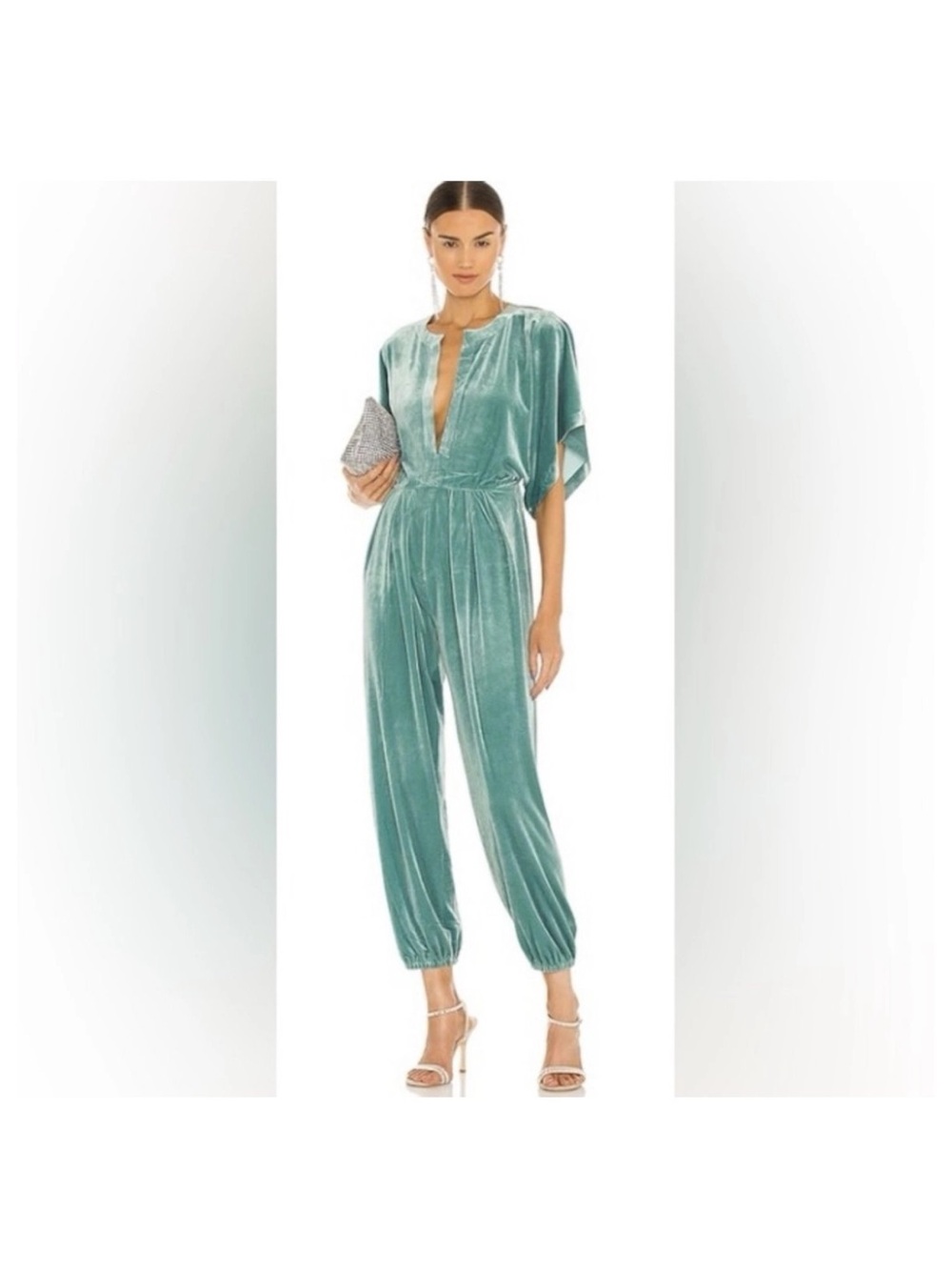 Norma Kamali Teal V-Neck Dolman Jumpsuit